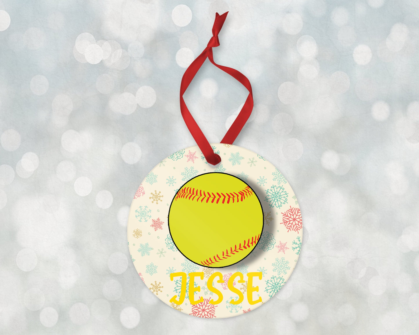 Softball Ornament, Sports Christmas Ornament 2023, Personalized Christmas Ornament, Personalized Softball Ornament, Kids Ornament
