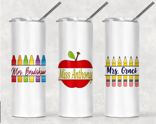 Teacher Appreciation,Teacher Gifts, Personalized Tumbler with straw, Teacher, Skinny Tumbler, Teachers,Gift For Teacher, School Gift,Tumbler
